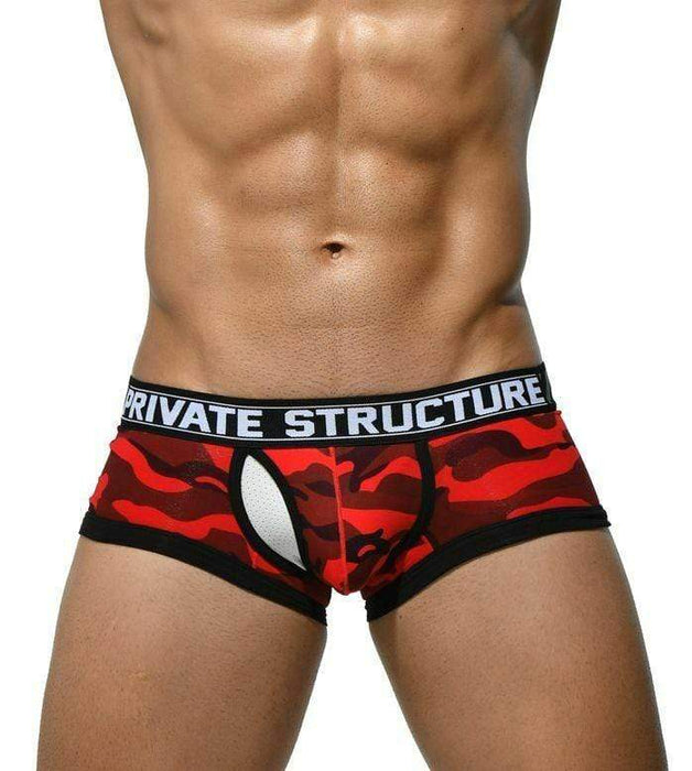 Private Structure Boxer Soho Camouflage Trunk Mesh-Fly Red 3781 11 - SexyMenUnderwear.com