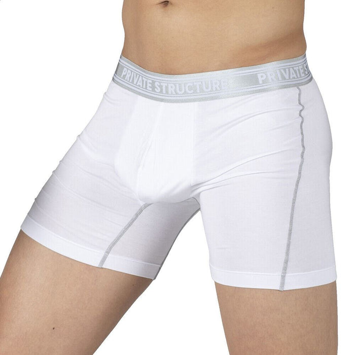 PRIVATE STRUCTURE Viscose Bamboo Long Boxer Brief Mid Waist Bright White 4380