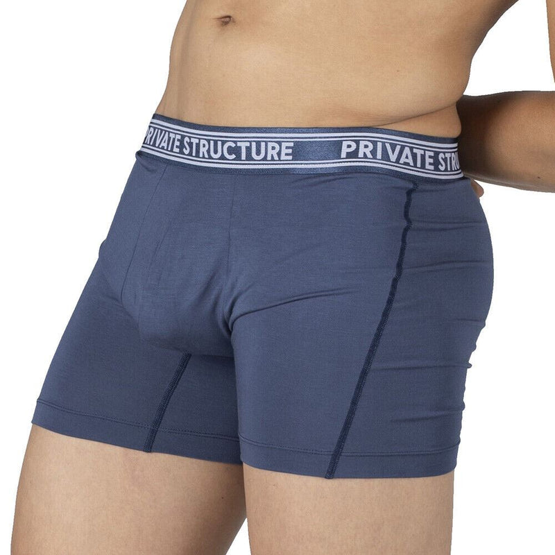 PRIVATE STRUCTURE Viscose Bamboo Long Boxer Brief Mid Waist Citadel Blue 4380