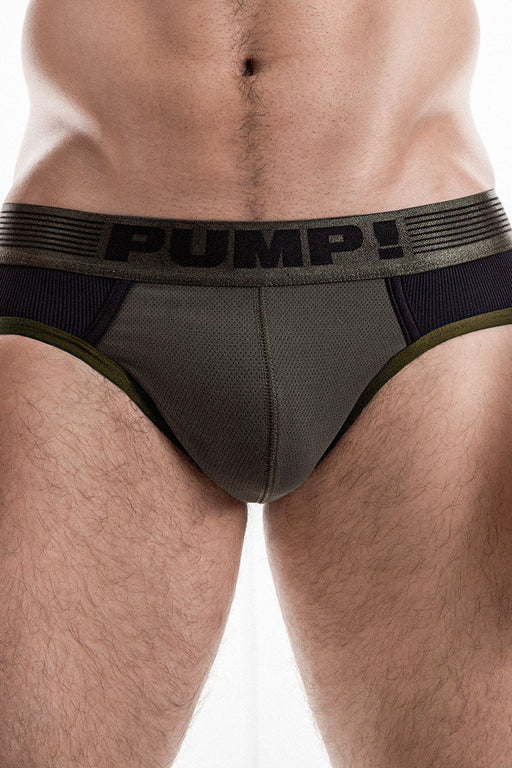 PUMP! Briefs Military Green Micro Mesh Cup Ribbed Cotton Brief 12044 67