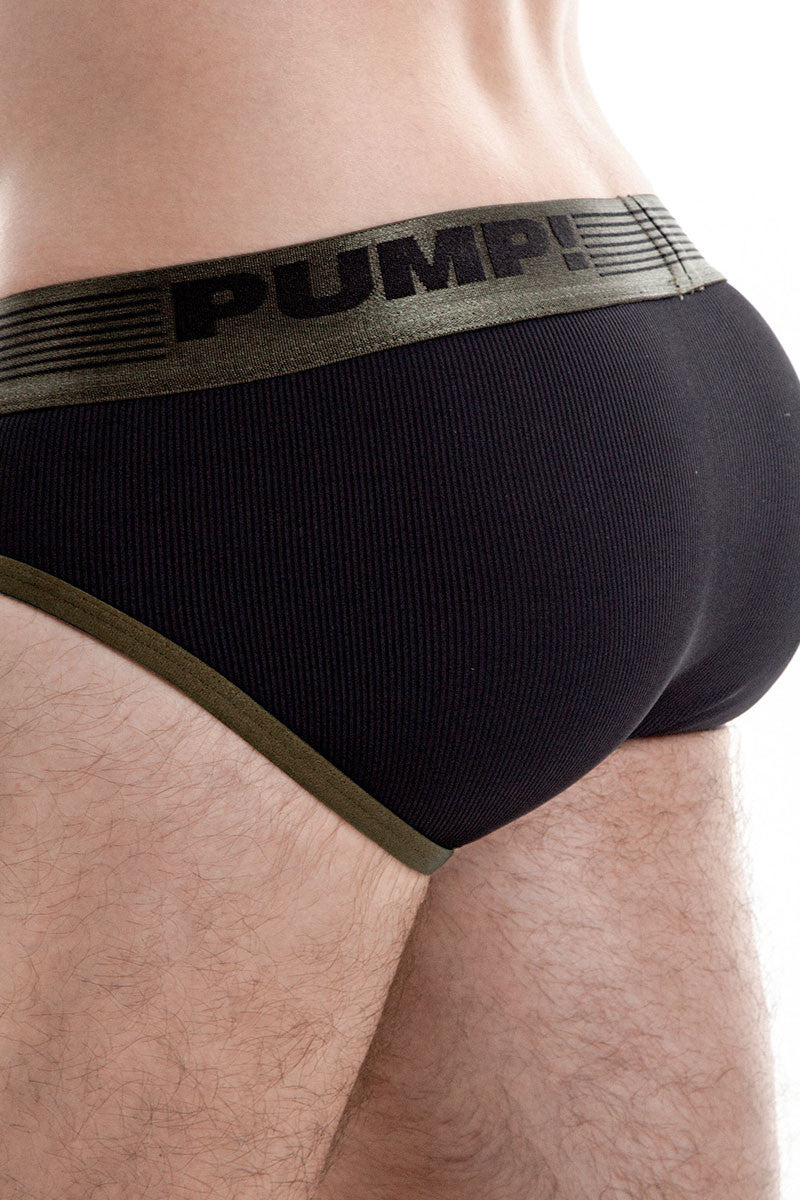 PUMP! Briefs Military Green Micro Mesh Cup Ribbed Cotton Brief 12044 67