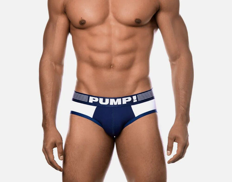 PUMP! Briefs Ribbed Body Micro-Mesh Cup Cotton Brief 12042 Navy P34