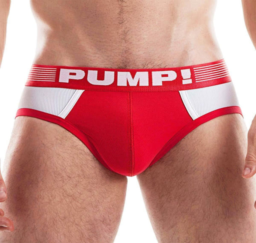 PUMP! Briefs Ribbed Body Micro-Mesh Cup Cotton Brief  Red 12043 P34