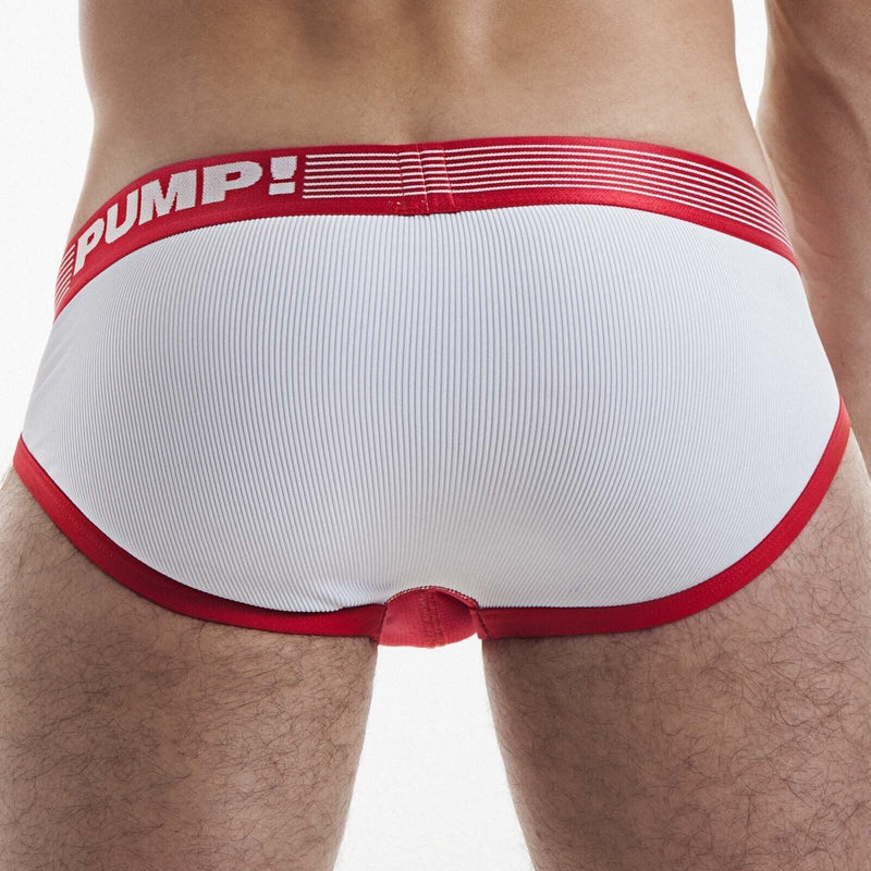 PUMP! Briefs Ribbed Body Micro-Mesh Cup Cotton Brief  Red 12043 P34
