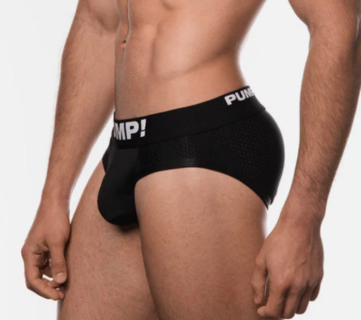 PUMP! Classic Black Brief Full Mesh Cotton Cup Extra Support 12007