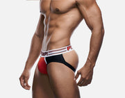 PUMP! Jockstrap Circuit Red Cotton Mesh Ochre Piping E-Racer Jock 15065