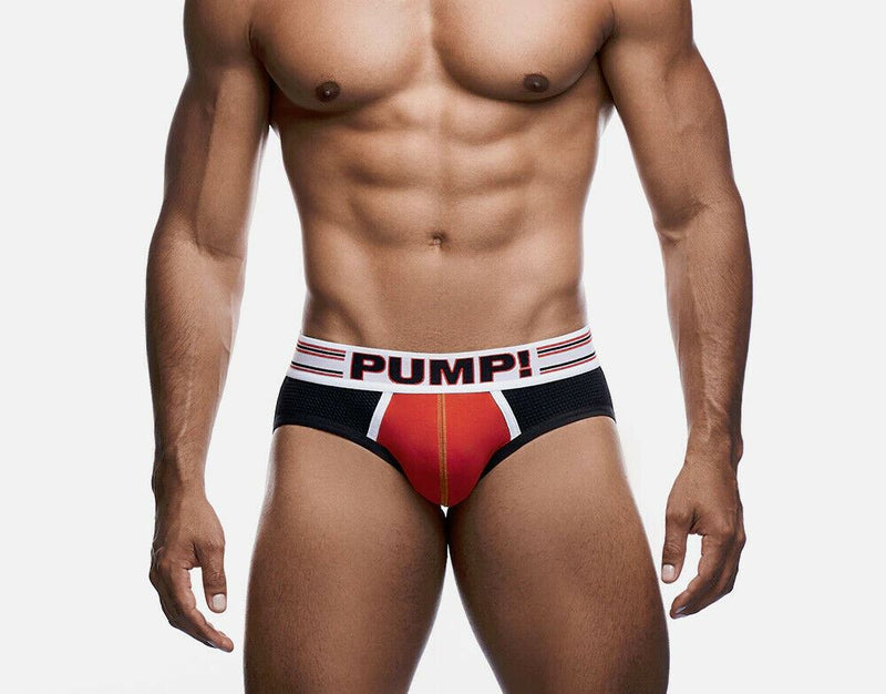 PUMP! Jockstrap Circuit Red Cotton Mesh Ochre Piping E-Racer Jock 15065