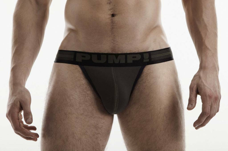 PUMP! Jock Free-Fit Military JockStrap Black Rib Piping 15035 P17