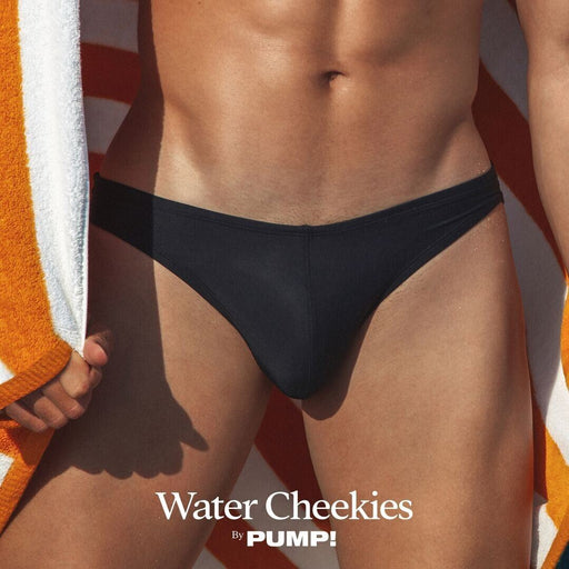 PUMP! Swim Briefs Water Cheeky Soft Nylon Swimwear UPF 50+ Black 13011 T12