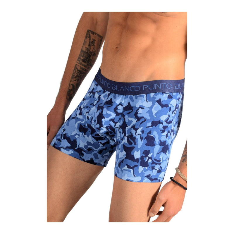PUNTO BLANCO Boxer Organic Stretchy Camouflage Army Blue 3611