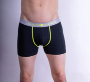 Punto Blanco L Punto Blanco Boxer Seeking 93% Cotton Long Comfy Boxers Black & Neon