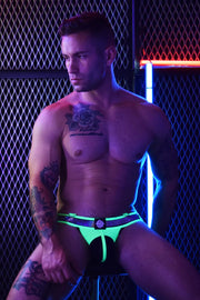 REFLECTOR JOCKSTRAP BREEDWELL HIGH-END FOIL STRIPE KNIT GREEN NEON