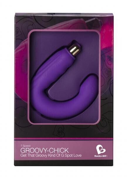Rocks-Off Vibrator Groovy Chick Silicone 80mm Bullet Purple + EXTRA BATERRY