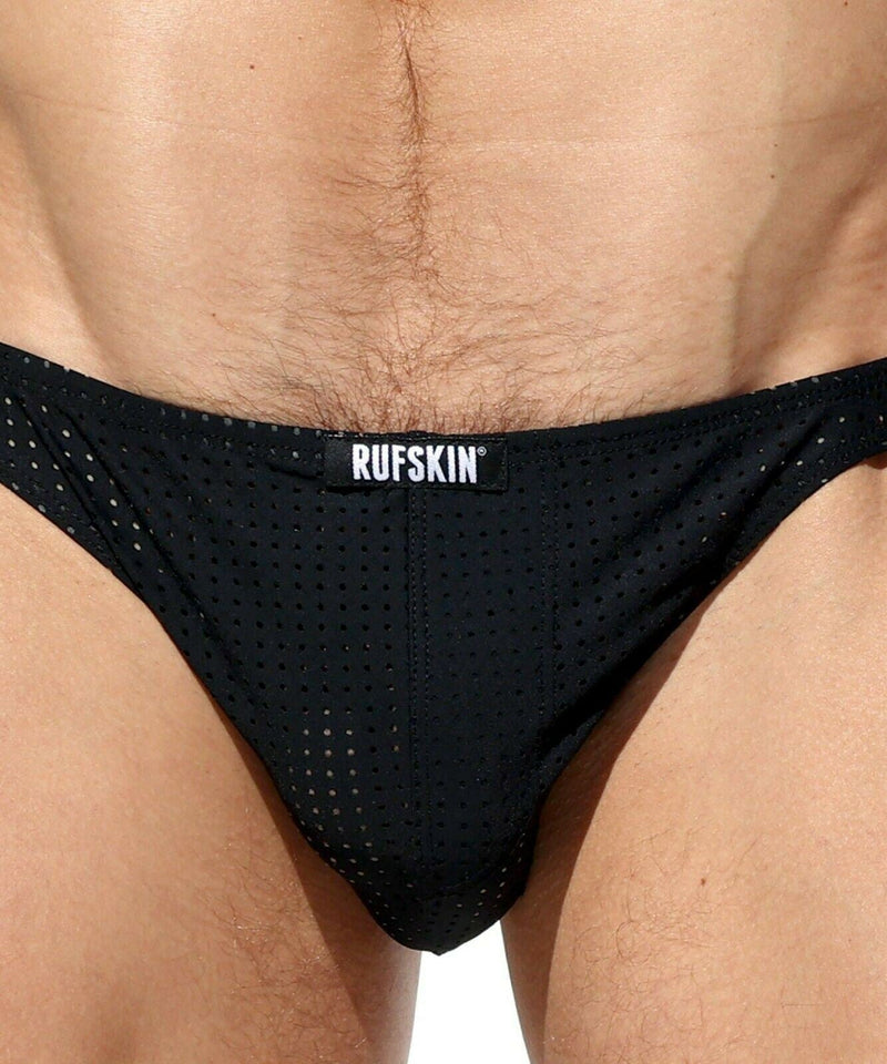 RUFSKIN Brief HORN Thin-Hip Perforated Mesh Stretchy Nylon Black Briefs 65