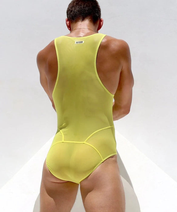 RUFSKIN Brief Singlet Bodysuit TODO See-Through Stretch-Tulle Mesh Citron 39