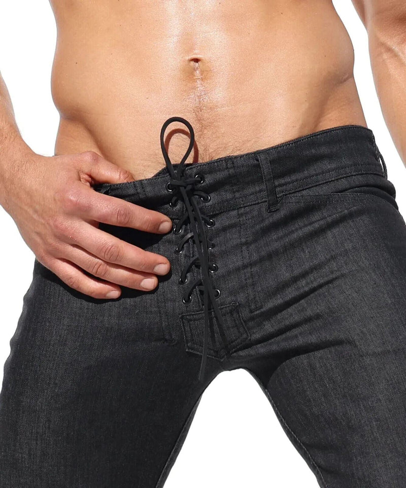 RUFSKIN Cotton Jeans BUTCH Slim Fit Straight-Leg Pants Denim Distressed Black