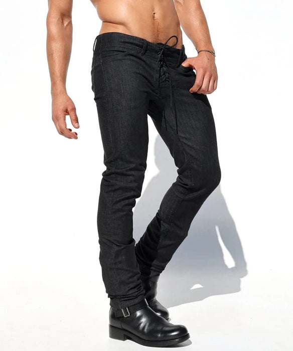 RUFSKIN Cotton Jeans BUTCH Slim Fit Straight-Leg Pants Denim Distressed Black