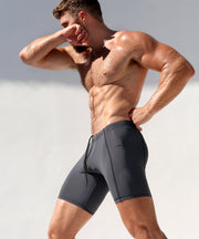 RUFSKIN! Cycle Short Linea Stretch-Nylon Matte Lead Finish Contrast Flat-Lock