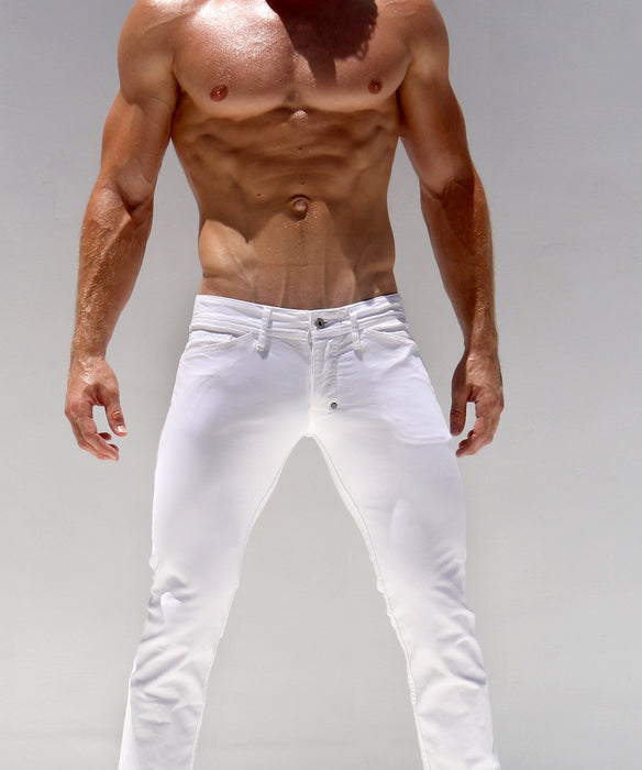 RUFSKIN! Pants Jimmy White Slim-Fit Straight Leg jeans Premium Stretch Cotton
