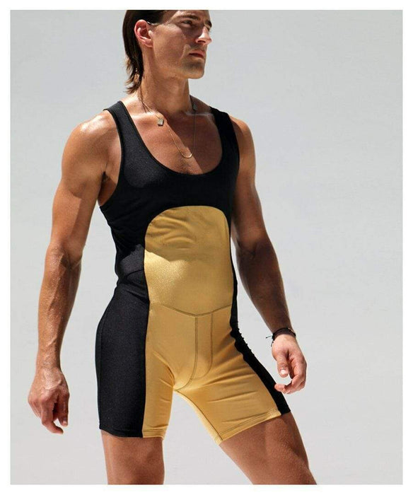 Rufskin L Rufskin Bodysuit Havok Anatomic Sportswear Singlet Running Suit Gold 22