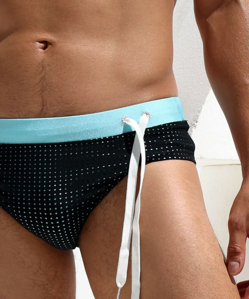 RUFSKIN's Signature Swim-Briefs RENAN Perforated Stretch Nylon Swimwear Sky Blue