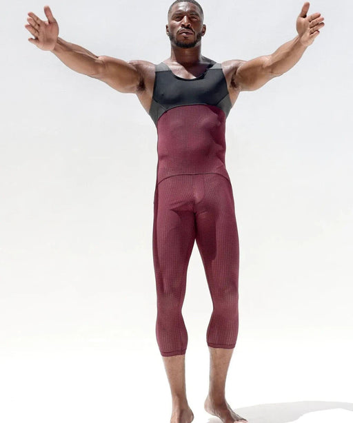 RUFSKIN SOMERSAULT Sport Bodysuit 3/4 Length Perforated Stretchy Mesh Singlet