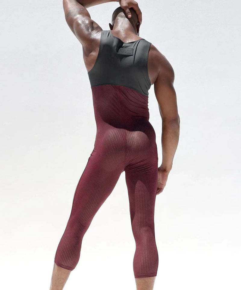 RUFSKIN SOMERSAULT Sport Bodysuit 3/4 Length Perforated Stretchy Mesh Singlet