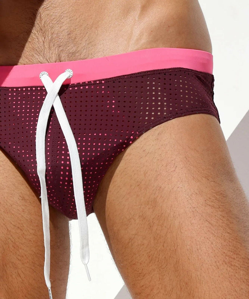 RUFSKIN THEO Swim-Briefs Perforated Swimwear See-Through Bubble Gum 44