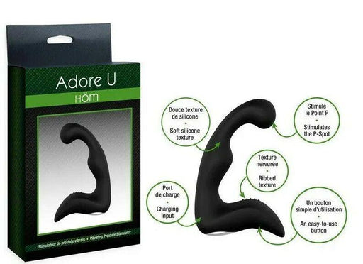 SexyMenUnderwear.com ADORE U HÖM - Prostate VIBRATING Stimulator 9 modes Soft Silicone