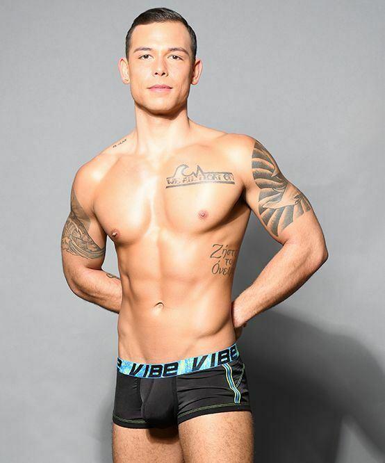 SexyMenUnderwear.com Andrew Christian Mesh Boxer VIBE Sports Undies Black 92124