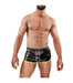 SexyMenUnderwear.com Leather-Look Short TOF PARIS Cruise Delux Rear Pockets Shorts Black&Yellow T3
