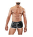 SexyMenUnderwear.com Leather-Look Shorts TOF PARIS Cruise Delux Rear Pockets Short Black&White T3