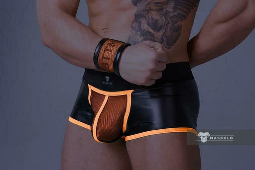 SexyMenUnderwear.com MASKULO Boxer Trunks Mesh Zippered Stretchable Spandex Orange TR052-16 27