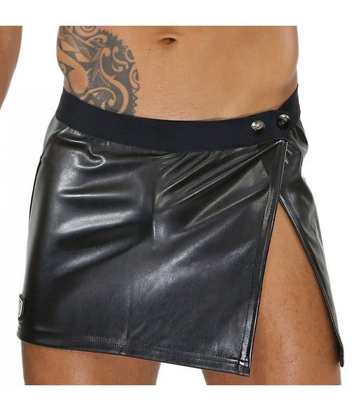 SexyMenUnderwear.com Men Skirt by TOF PARIS Fetish Kilt Leather Look Adjustable Skirts Press Studs 9