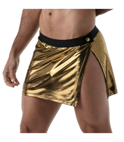 SexyMenUnderwear.com Men Skirt by TOF PARIS Pareo Kilt Adjustable Skirts Press Studs Metal Gold 48