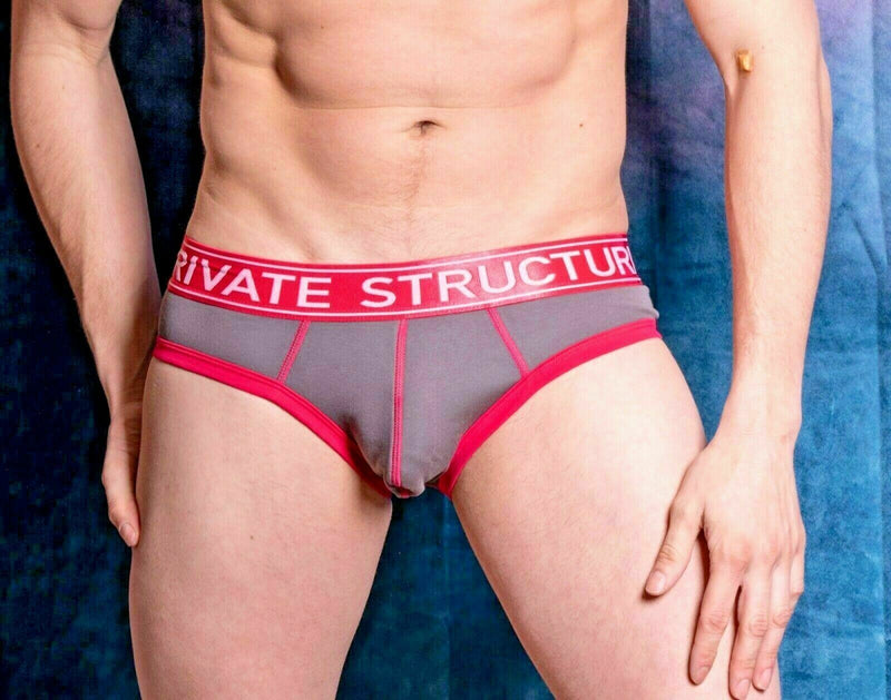 SexyMenUnderwear.com Private Structure Mens mini Brief Soho Luminous Berry Grey 3681 2