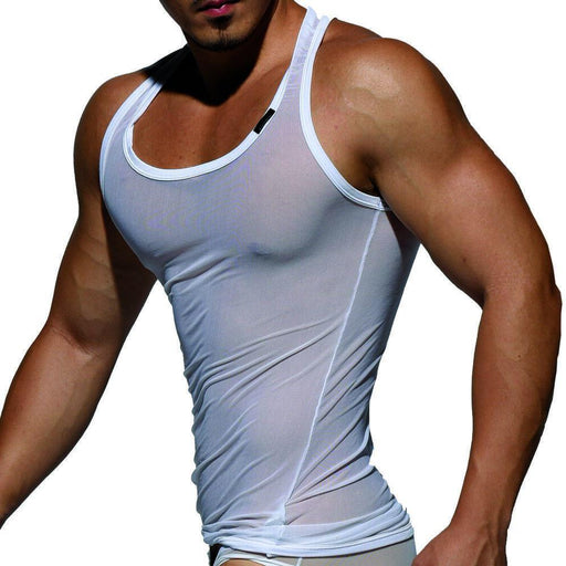SexyMenUnderwear.com Private Structure Tanktop Desire Intima mesh Tank Top Singlet White 3451 90