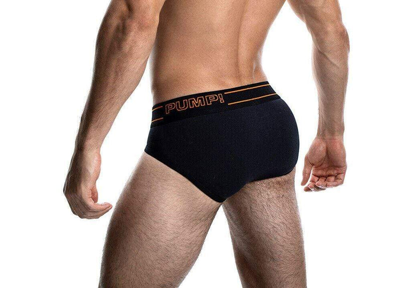 SexyMenUnderwear.com PUMP! Brief NightLight Black Micromesh Cotton Briefs 12050