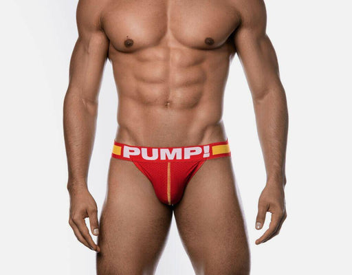 SexyMenUnderwear.com PUMP! Jockstrap FLASH Micro-Mesh Elastic Waistband Red 15021-66