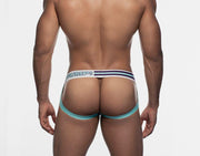 SexyMenUnderwear.com PUMP Jockstrap Retro Teal Logo ACTIVATE Jock Mesh Front Pannel 15059 68