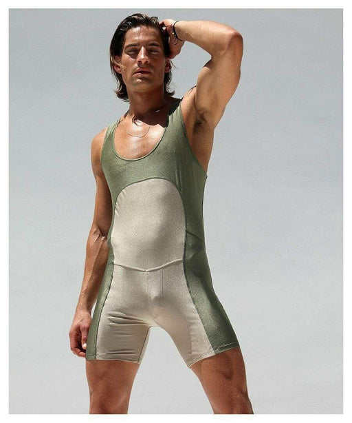 SexyMenUnderwear.com Rufskin Bodysuit Havok Anatomic Sportswear Singlet Running Suit Olive 27A