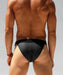 SexyMenUnderwear.com RUFSKIN Swimwear Kellen rubberized Euro-Cut Swim-Brief Matte Black