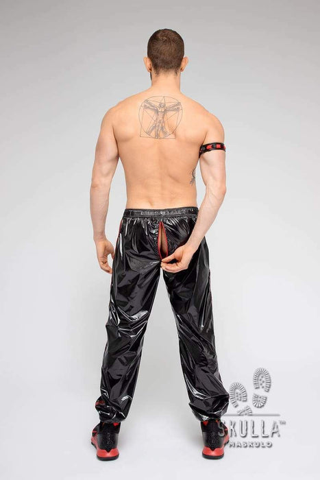 SexyMenUnderwear.com Shiny Nylon Pants MASKULO ''Skulla'' Socker Lightweight Red Pant PN072-10