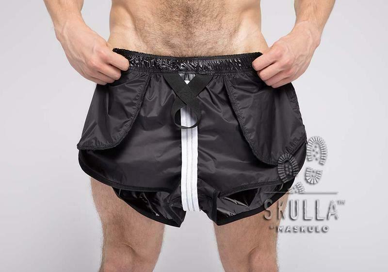 SexyMenUnderwear.com Short MASKULO Skulla Shiny Nylon Jogging Shorts Two-Sided Zipper SH077-90 28