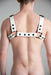 SexyMenUnderwear.com SMU Hand made Harness Bulldog White Full Leather Black Buckle And Snaps