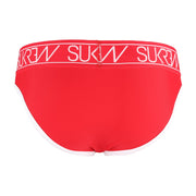SexyMenUnderwear.com SUKREW Briefs Classic Silky Polyamide Extra Large Contoured Pouch Red/White