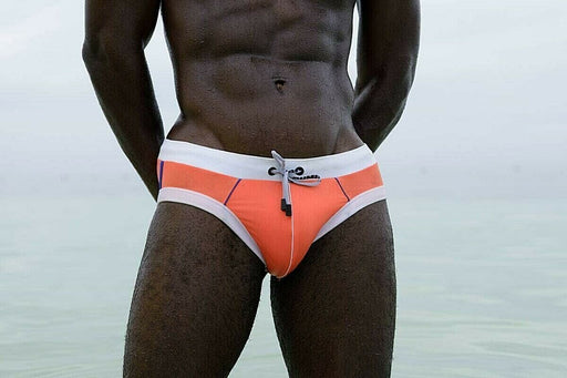 SexyMenUnderwear.com Swim-Brief PUMP!  Swimwear WaterBrief Adjustable Drawstring CORAL 13008