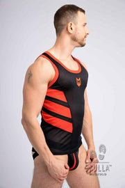 SexyMenUnderwear.com Tanktop MASKULO Mesh Tank Top ''SKULLA'' Sportswear Red TP071-10-MA3