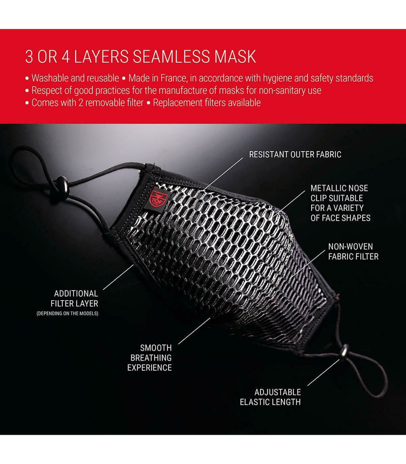 SexyMenUnderwear.com One Size TOF PARIS 3D WASHABLE SILVER MASK Washable & Reusable & Adjustable SILVER