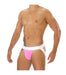 SexyMenUnderwear.com TOF PARIS Alpha Jock Sexy Cut Mens Jockstrap Soft Cotton Jersey Pink & White 12